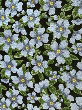 Blue Floral Jacquard Fabrics- 1.2 yards - 56” width